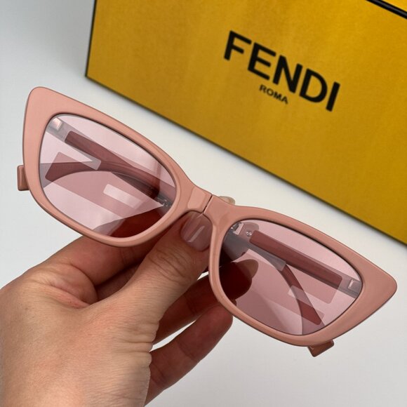 Fendi FE40089I 72U FOLDING BRAND NEW Sunglasses Shiny Pink Mirror Pattern Women - Picture 2 of 13